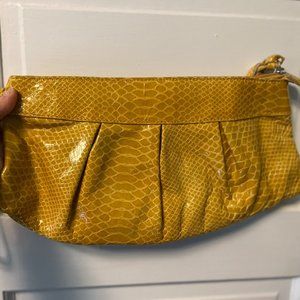 Genuine Italian yellow leather clutch - like new